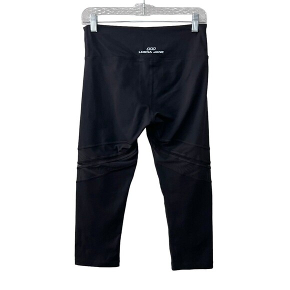LORNA JANE Black Medium  Cropped Pull On Leggings Mesh Accent - Picture 2 of 7